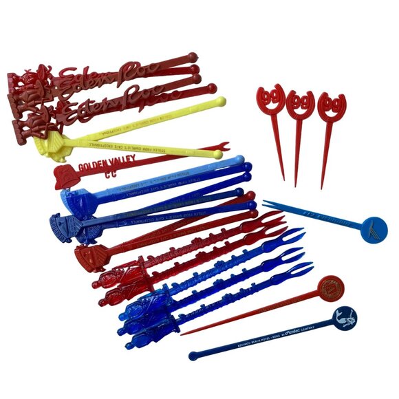 Vintage Lot Cocktail Stirrers Swizzle Stickers Assorted of 25 - Picture 1 of 6